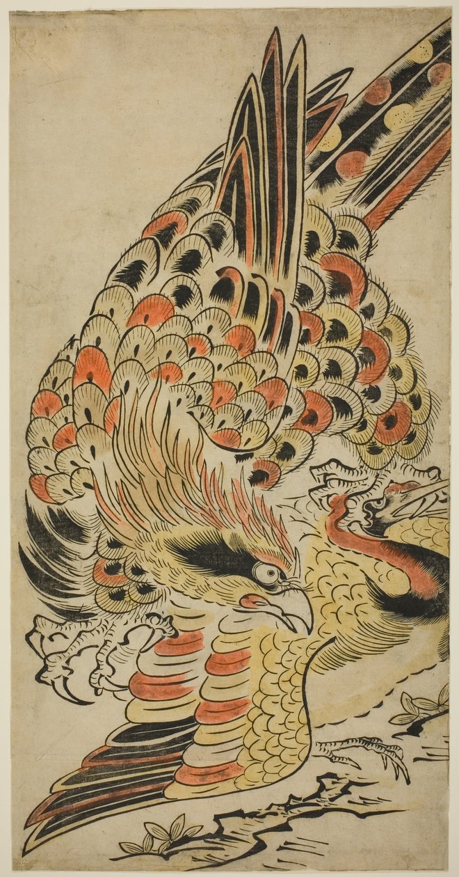 Uçuşta Turna Yakalayan Bir Şahin by Torii Kiyomasu I