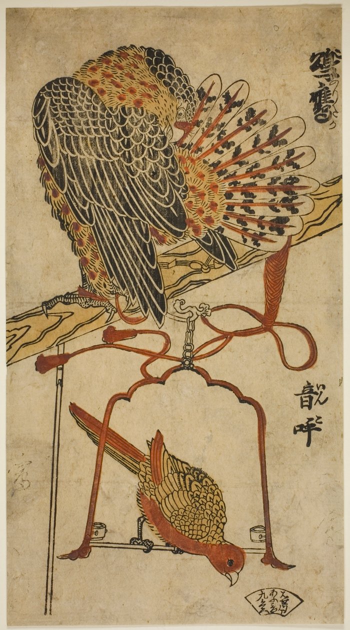Atmaca ve Amerika Papağanı (Konori taka, inko) by Torii Kiyomasu I
