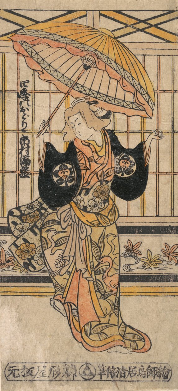 Aktör Ichimura Uzaemon VIII 1699-1762 Şemsiyeli Bir Kadın Olarak. by Torii Kiyomasu I