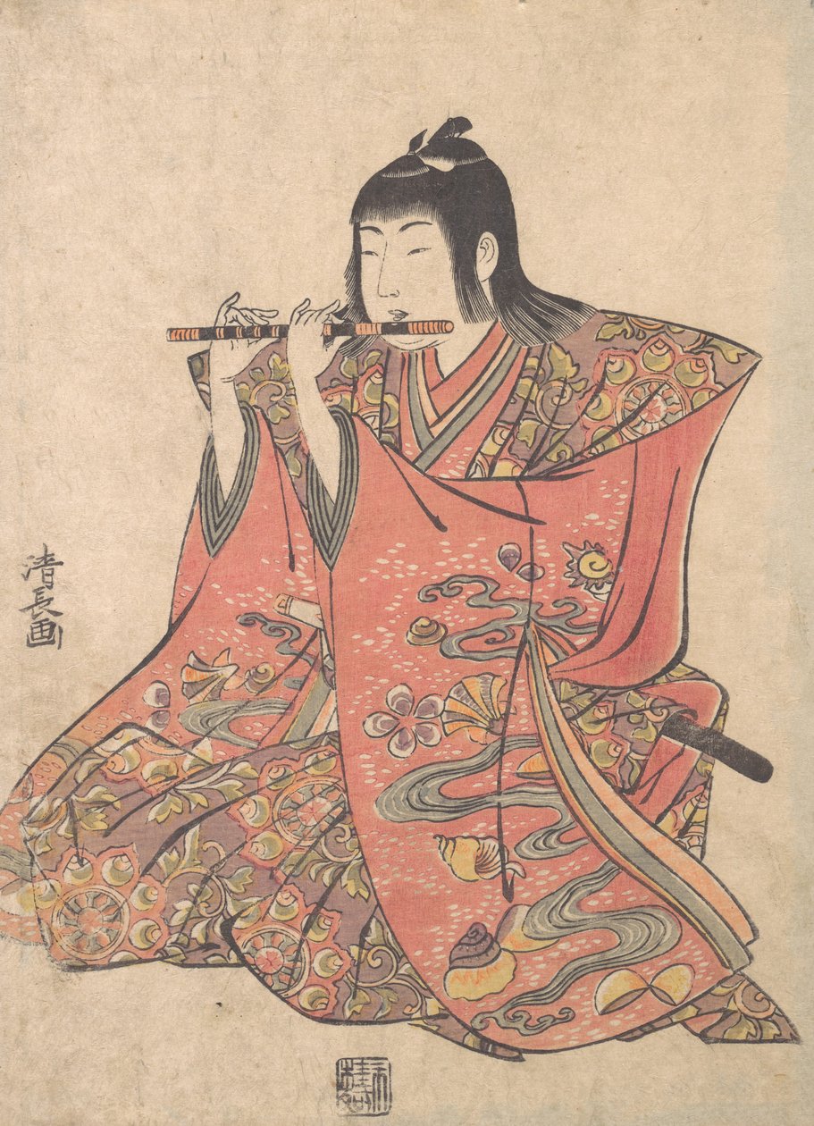 Flüt Çalan Bir Çocuğu Temsil Eden Bir Bebek, ca. 1780. by Torii Kiyonaga