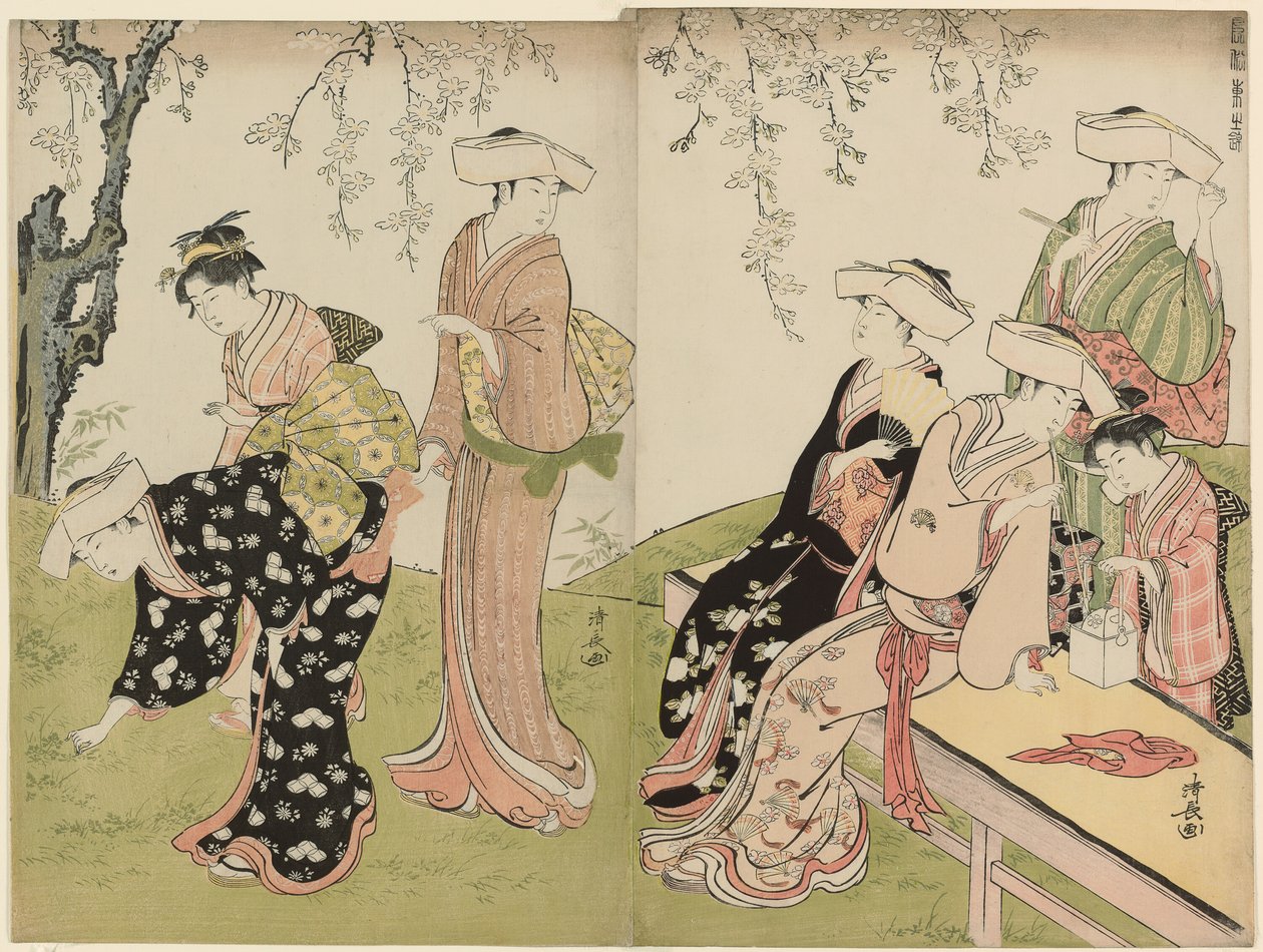 A Brocade of Eastern Manners (Fuzoku azuma no nishiki) serisinden İlkbaharda Bir Gezi by Torii Kiyonaga