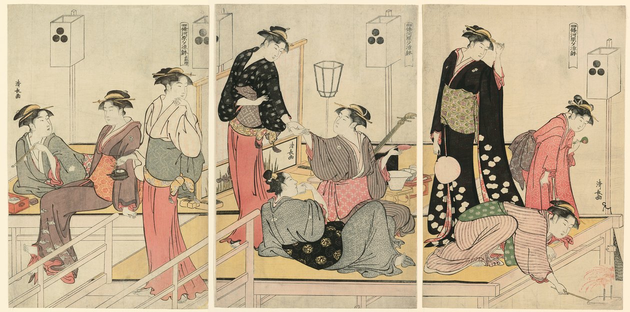 Shijogawara'da Akşamları Serinlemek by Torii Kiyonaga