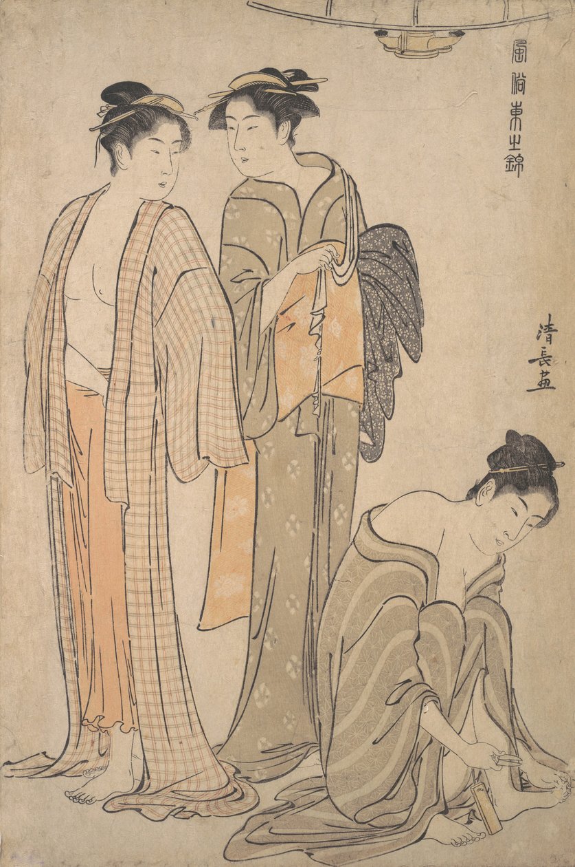 Ayak Tırnaklarını Kesmek, Banyodan Sonra Tuvalet. by Torii Kiyonaga