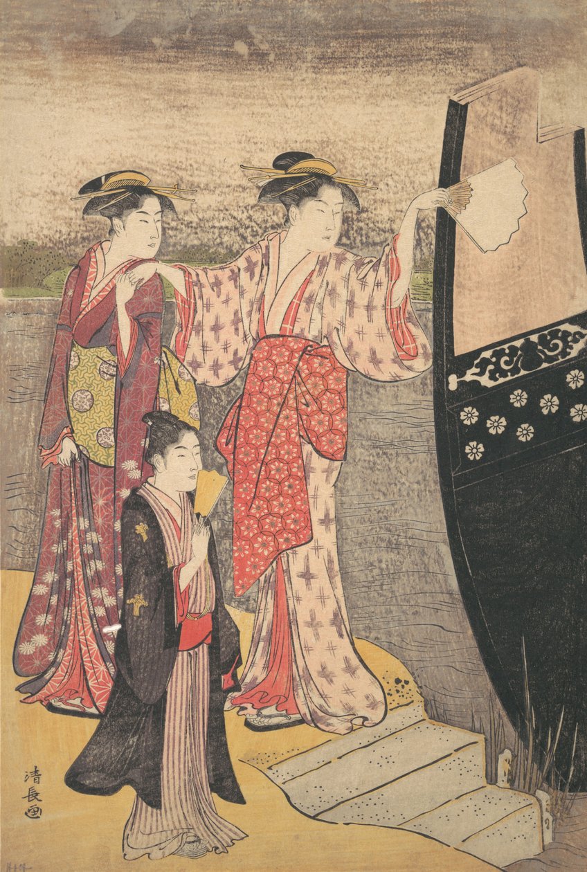 Sumida Nehri üzerinde bir Zevk Teknesinden Ayrılırken. by Torii Kiyonaga