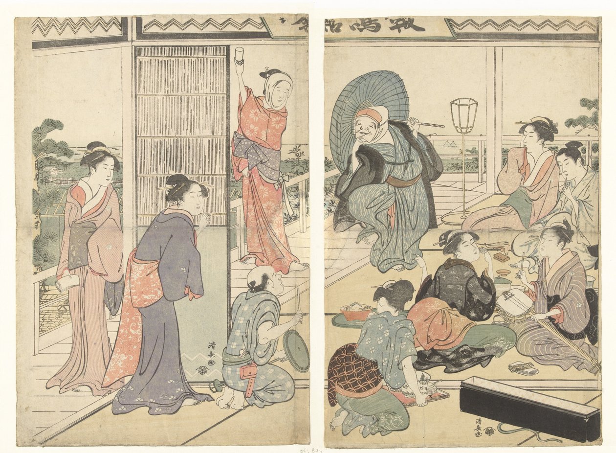 Komeikan çay evinde parti by Torii Kiyonaga