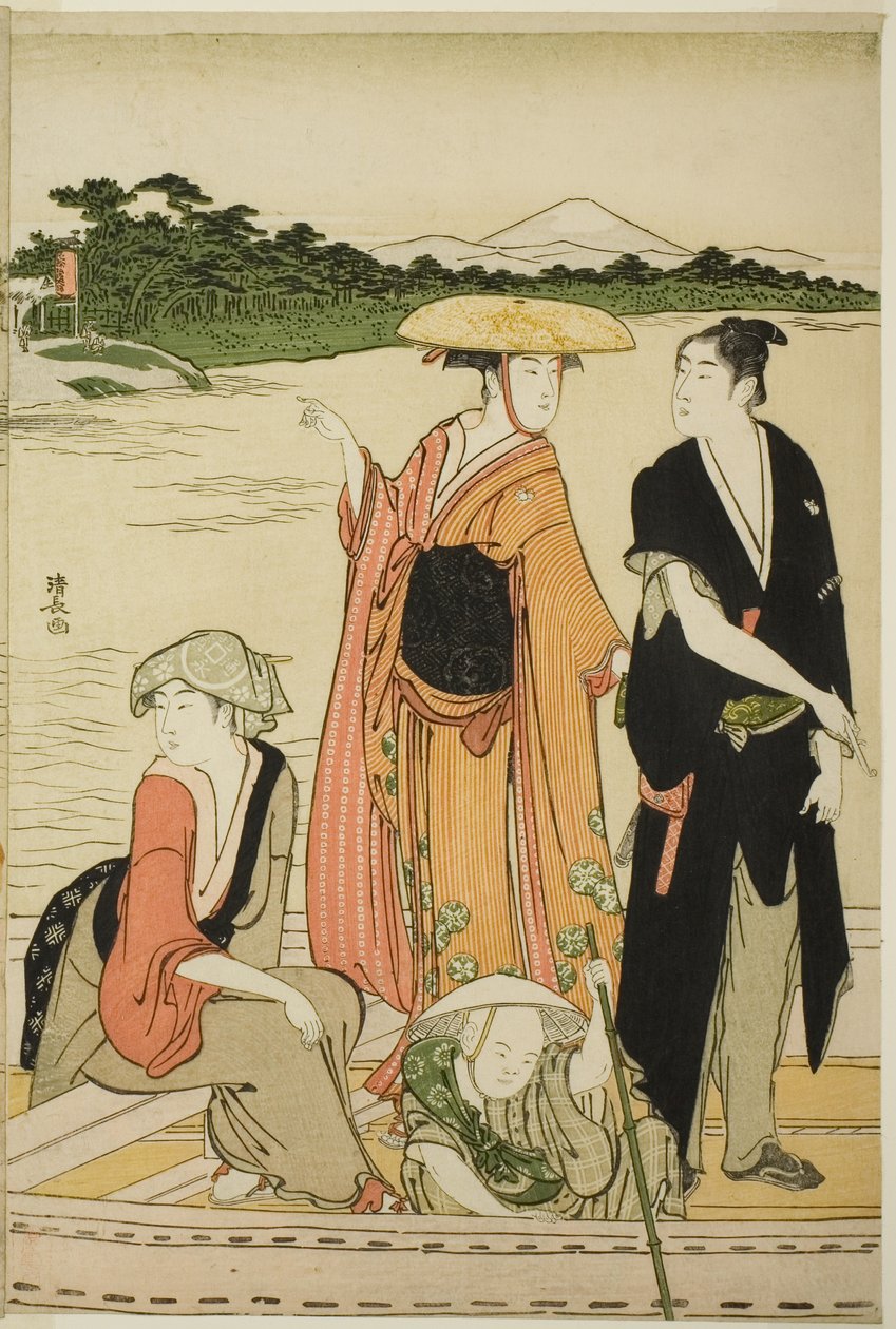 Rokugo Nehri üzerinde feribot by Torii Kiyonaga