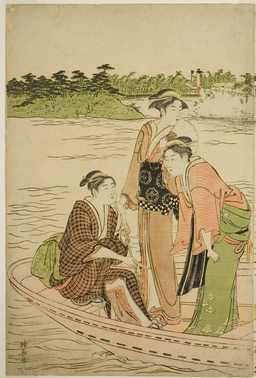 Rokugo Nehri üzerinde feribot by Torii Kiyonaga