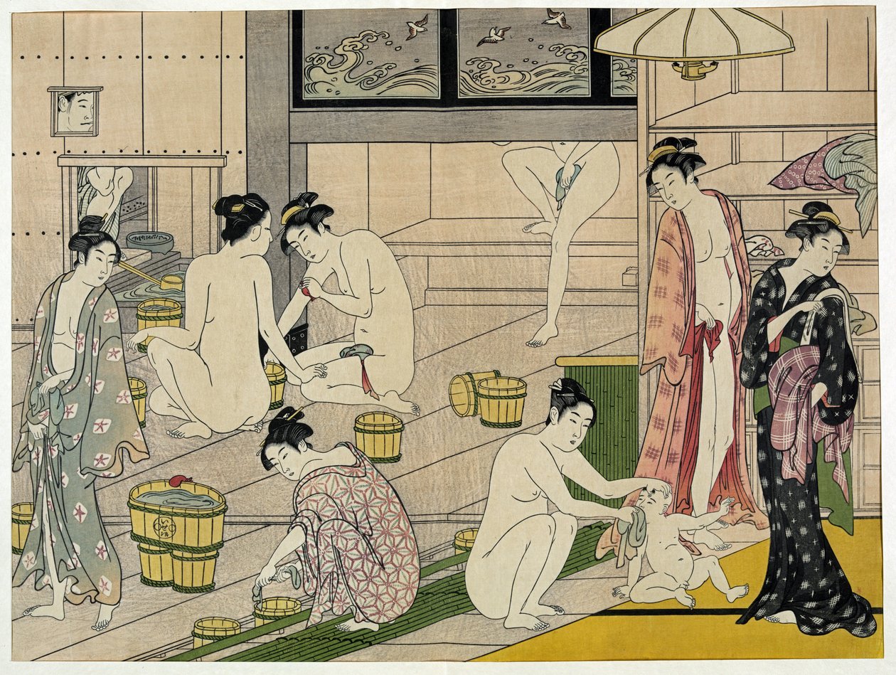 Hamam Kadınları - Çalışma Torii Kiyonaga (1752-1815), baskı (18 x 13,5 cm), yaklaşık 1790 - Özel Koleksiyon by Torii Kiyonaga