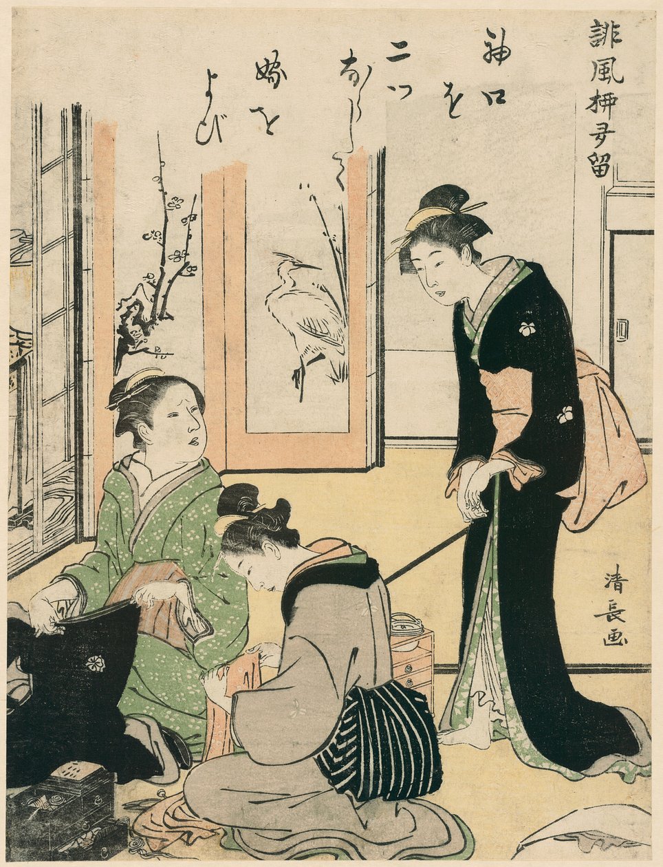 Kayınvalide, "Mizahlı Şiirler Koleksiyonu (Haifu yanagidaru)" dizisinden Gelinle alay ediyor by Torii Kiyonaga