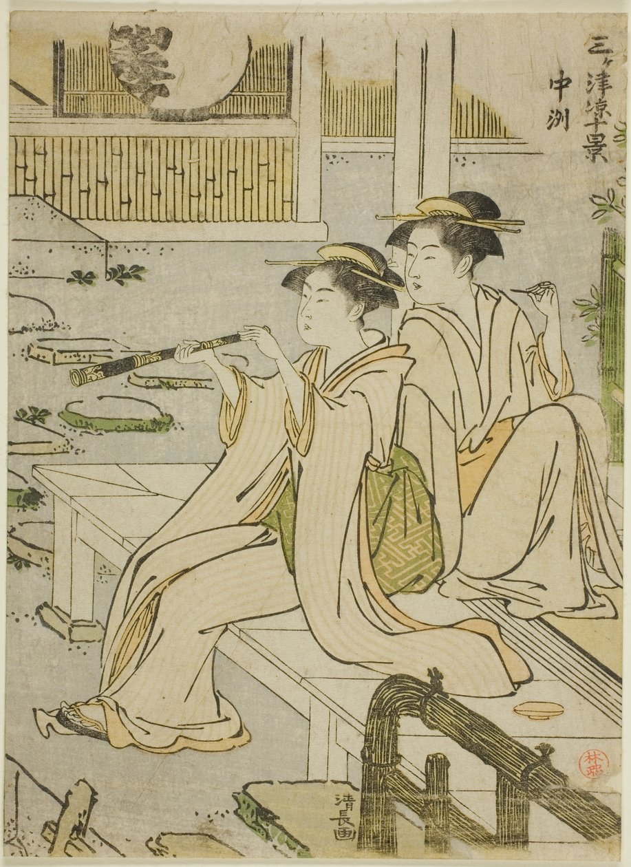Nakasu, "Üç Şehirde Serinliğin Keyfini Çıkarmanın On Sahnesi (Sangatsu ryo jikkei)" dizisinden by Torii Kiyonaga