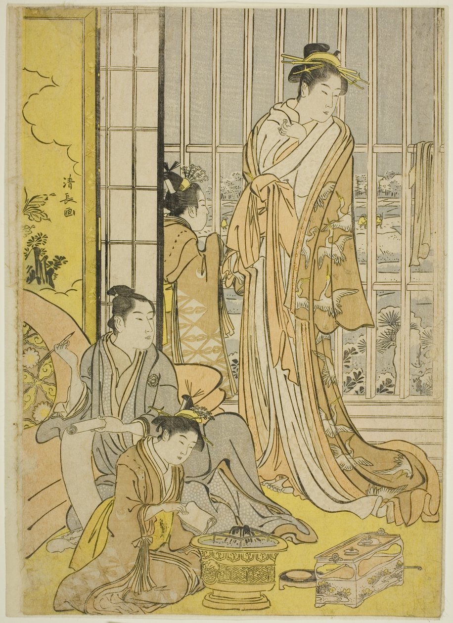 Zevk Mahallelerinde Karlı Sabah (Seiro yuki no ashita) by Torii Kiyonaga