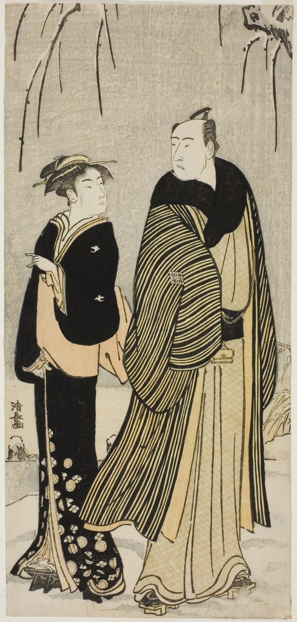 Aktör Matsumoto Koshiro IV ve bir geyşa, özel hayatta Aktörleri gösteren isimsiz bir dizi baskıdan by Torii Kiyonaga