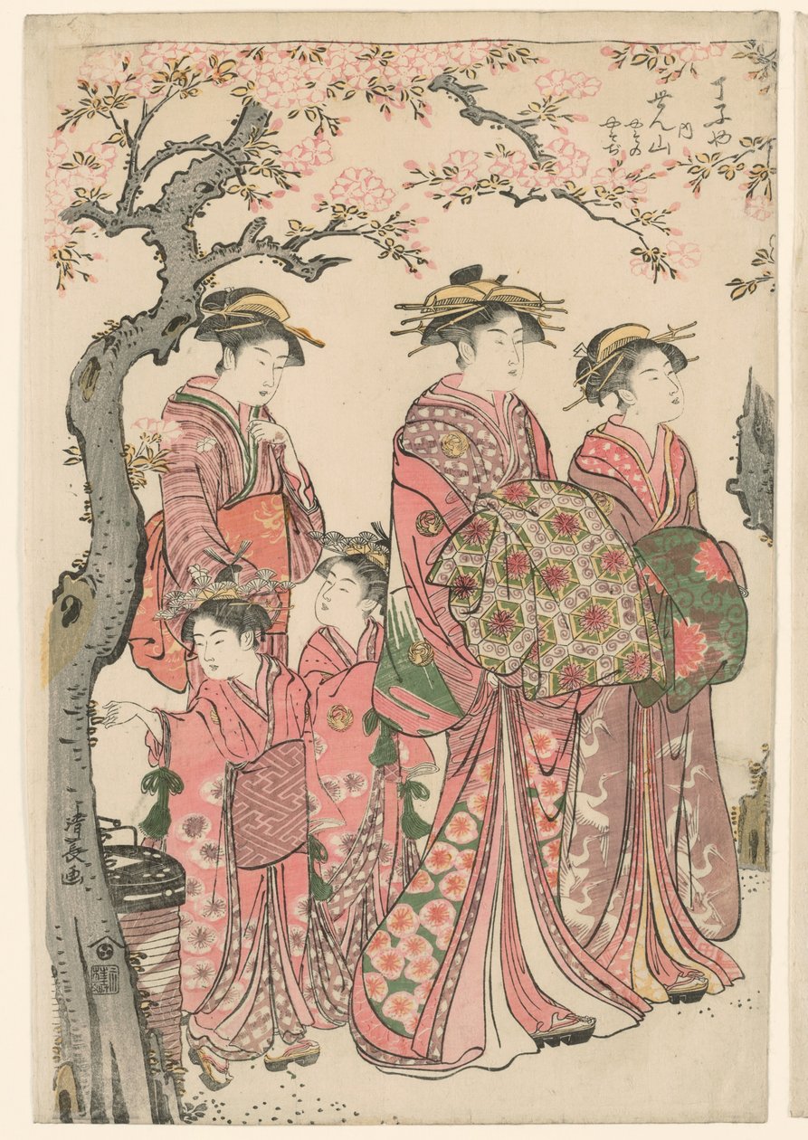 Okulun eli Senzan, o da plan ve altyapı by Torii Kiyonaga