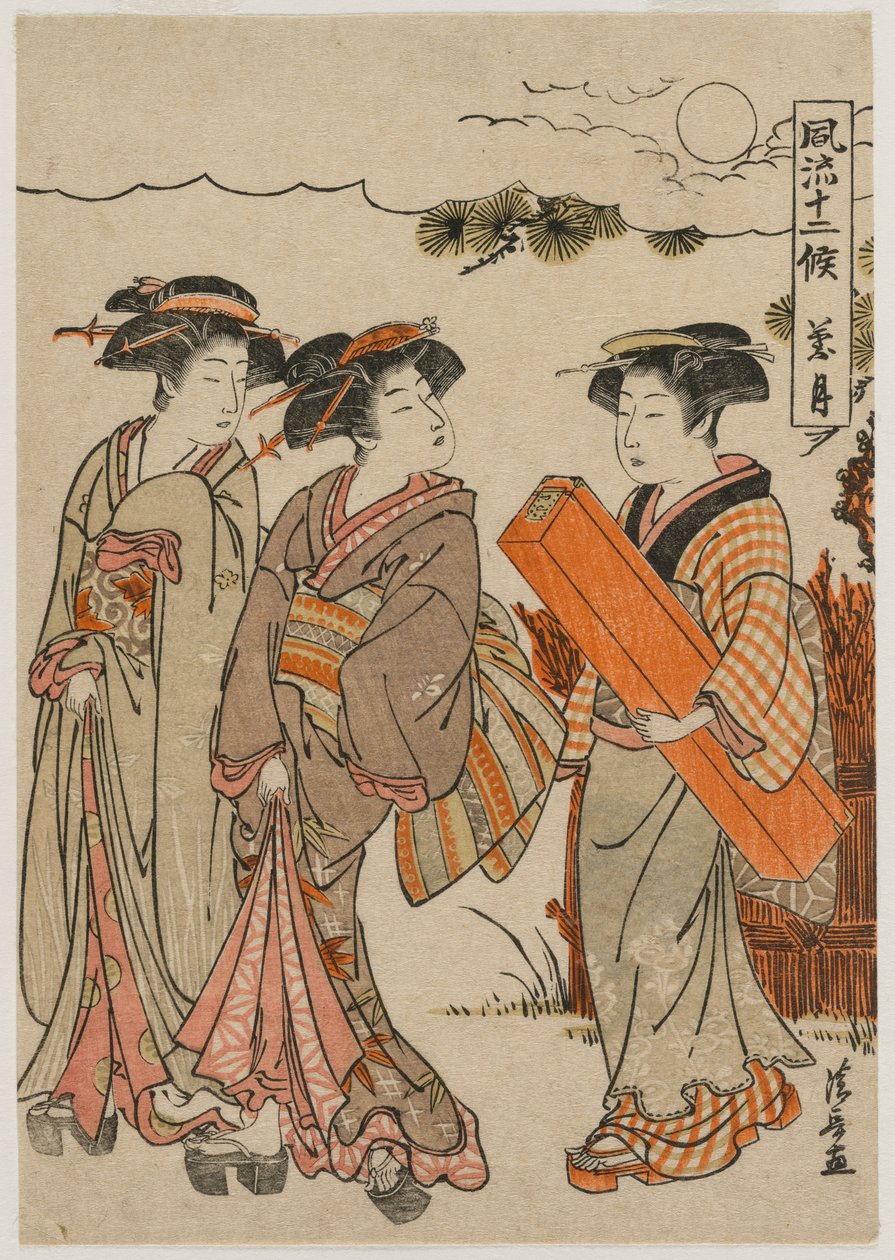 Oniki Ayın Moda Sunumları dizisinden Sekizinci Ay, 1779. by Torii Kiyonaga