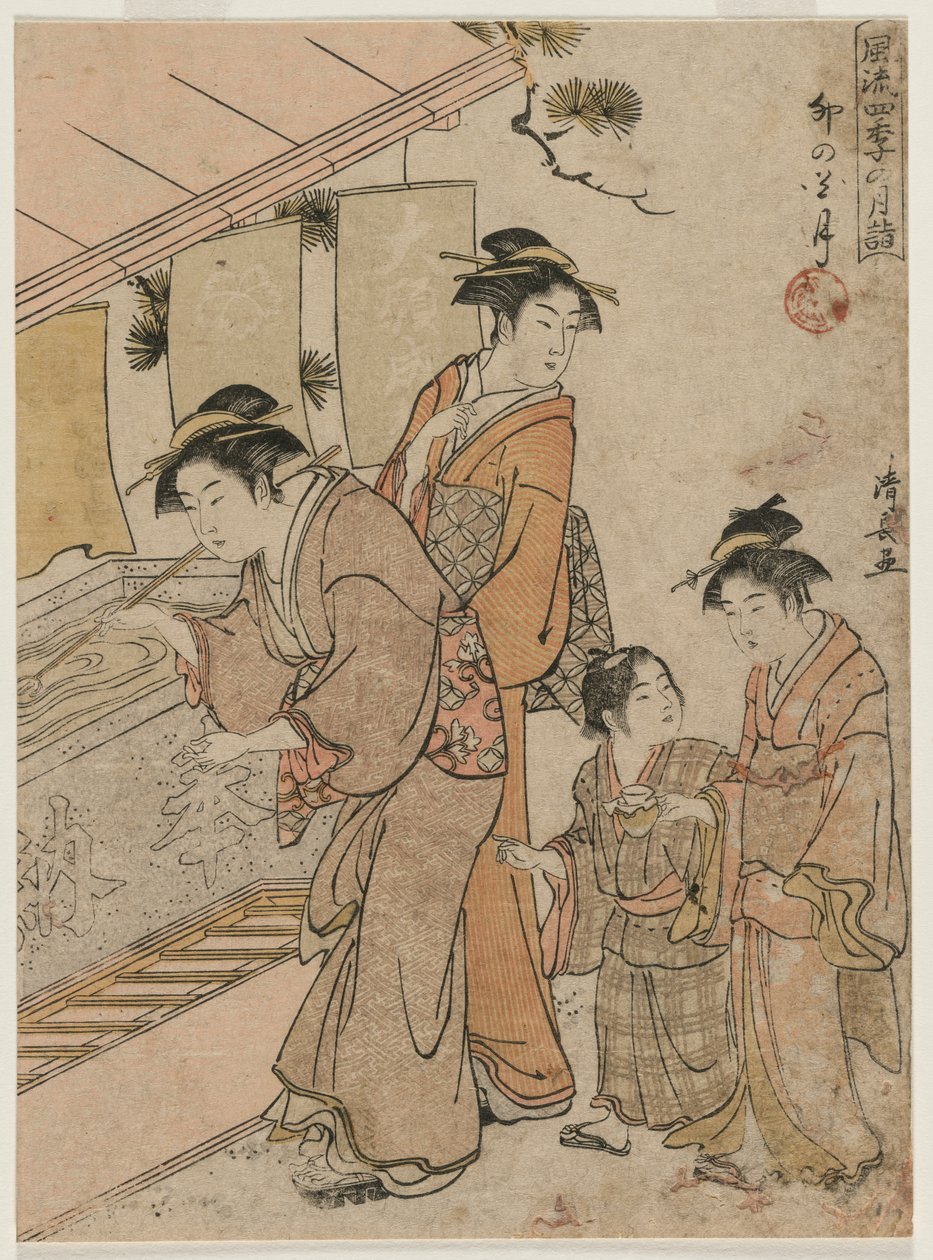 Dört Mevsimde Tapınaklara Aylık Modaya Uygun Ziyaretler serisinden Dördüncü Ay, 1784. by Torii Kiyonaga