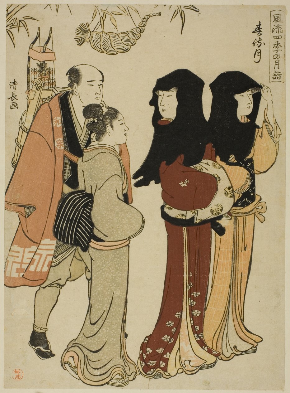On İkinci Ay (Harumachizuki), "Dört Mevsimde Kutsal Yerlere Şık Aylık Ziyaretler (Furyu shiki no tsuki modu)" serisinden by Torii Kiyonaga