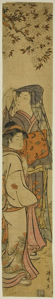 Kiraz Çiçeklerini İzleyen İki Kadın by Torii Kiyonaga