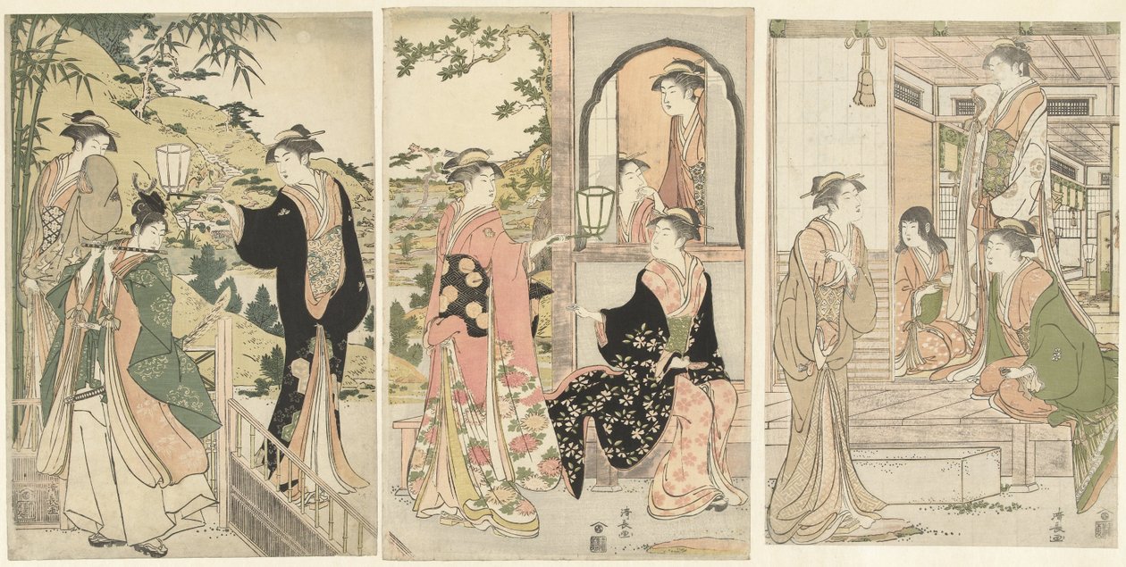 Yoshitsune serenat Joruri hime by Torii Kiyonaga