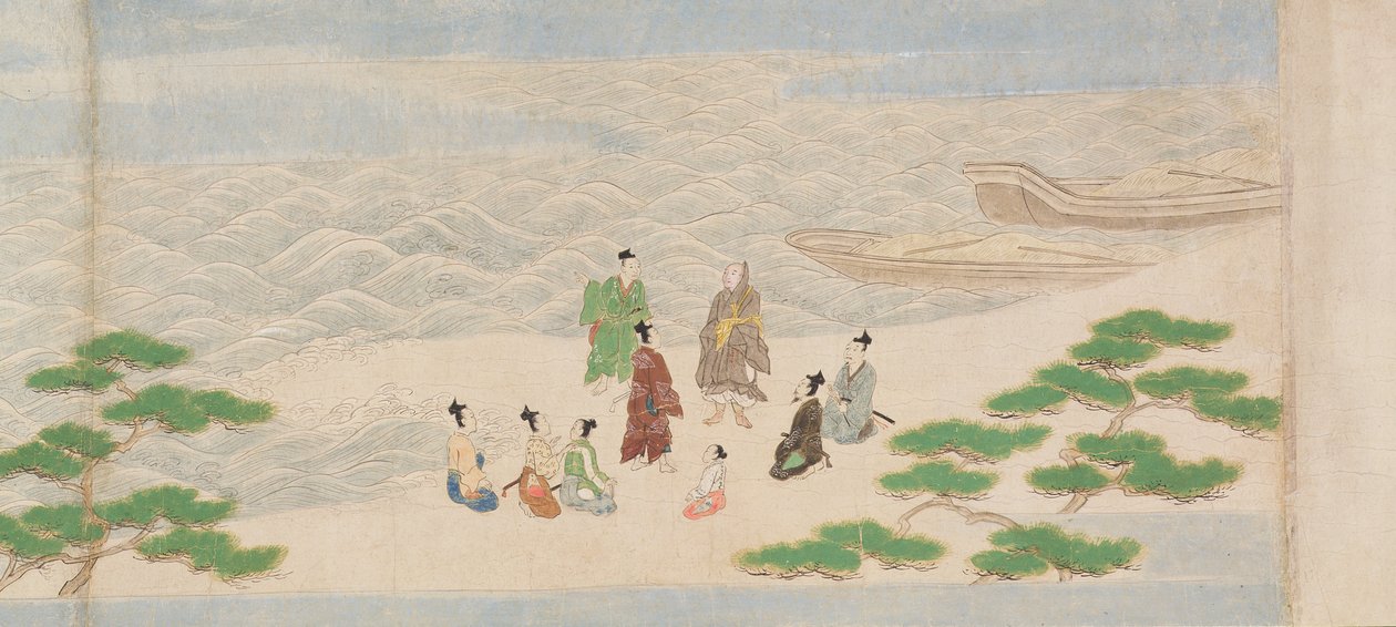 Illustration from the Founding of the Buddhist Temple, Tsukiminedera, Muromachi Period, 1495 (ink, colour und gold on paper) by Mitsuyoshi Tosa
