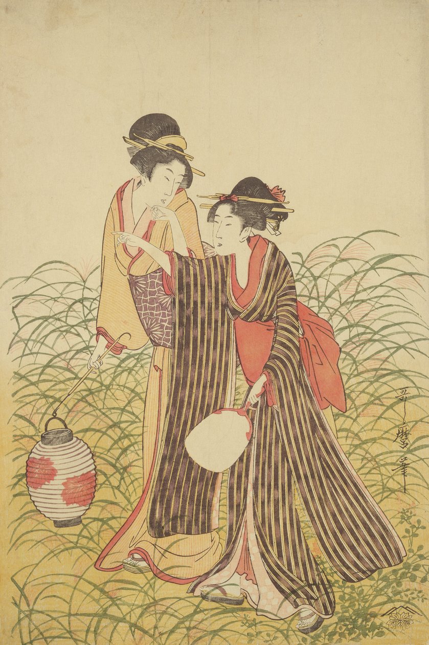 İki Hanım, Edo Dönemi (1603-1868) (renkli tahta baskı) by Toshusai Sharaku
