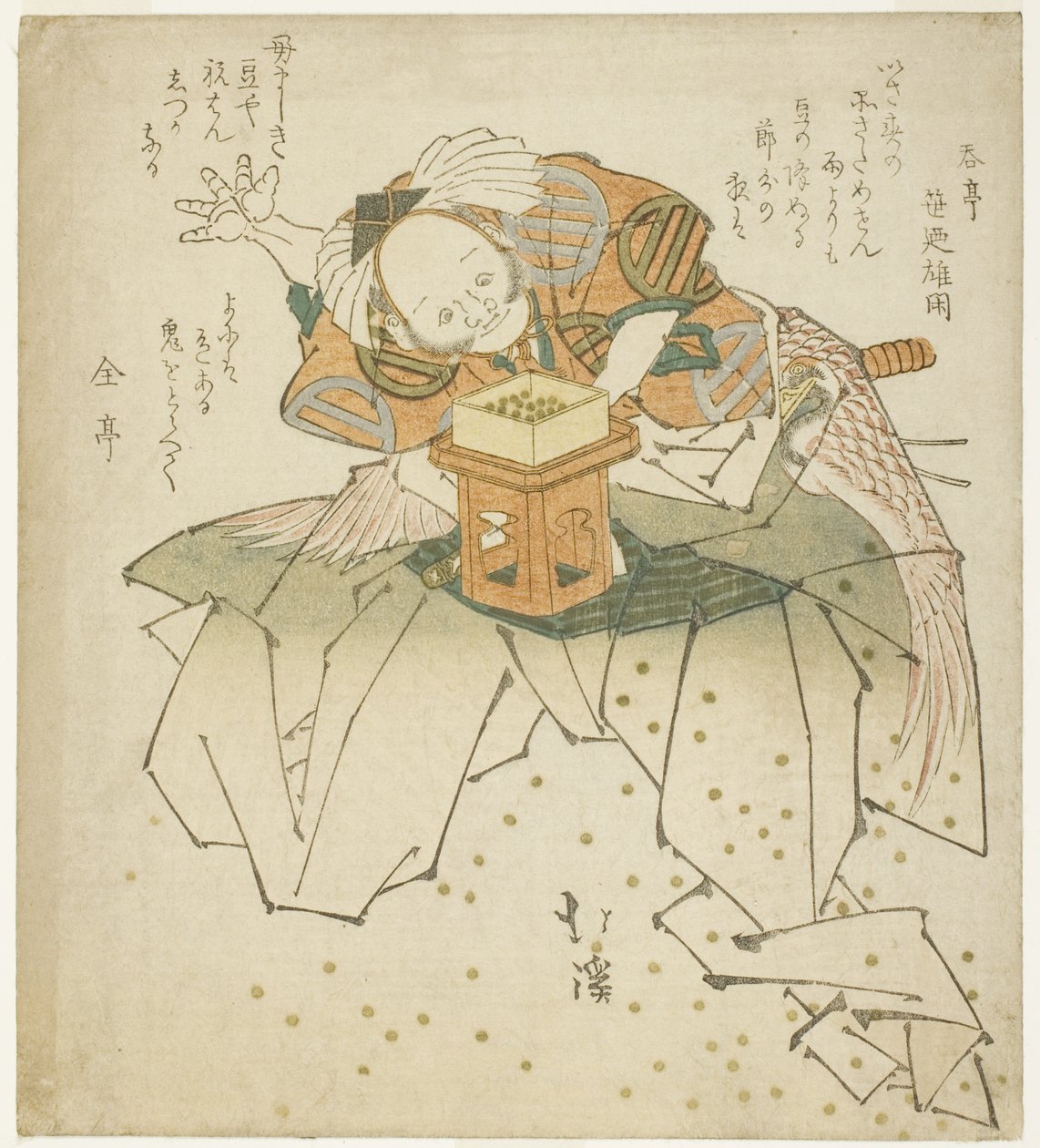 Asahina Saburo fasulye fırlatıyor by Totoya Hokkei