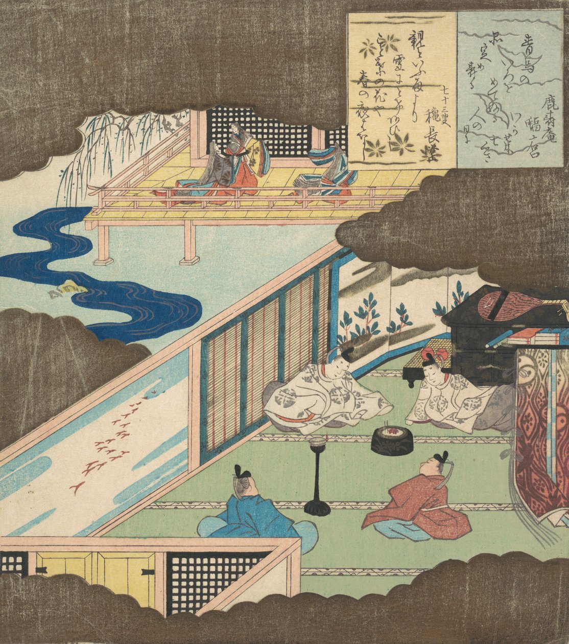 Soyluların Sohbet Ettiği Bir Sarayın İçi, ca. 1820. by Totoya Hokkei