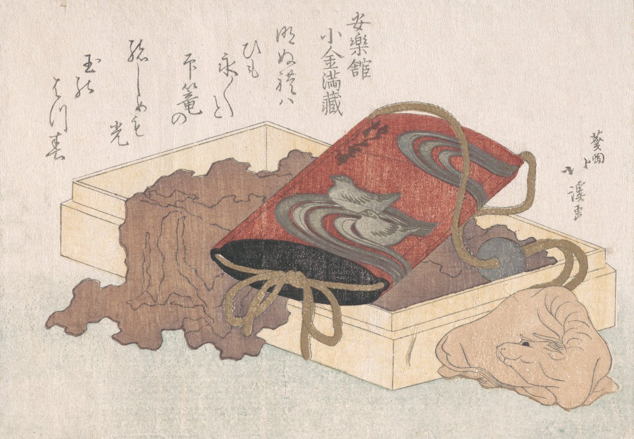 İlkbahar Yağmurundan Bir Kutuda Su Kuşları ve Öküz Biçimli Netsuke ile Lake Inro ..., muhtemelen 1817. by Totoya Hokkei