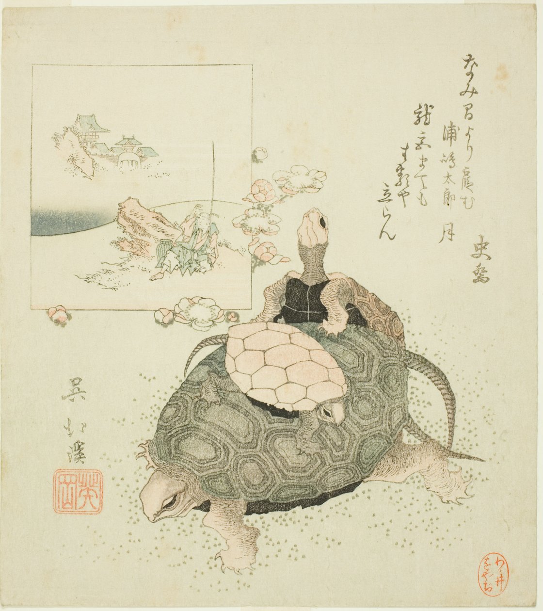 Deniz kaplumbağaları ve Urashima Taro by Totoya Hokkei