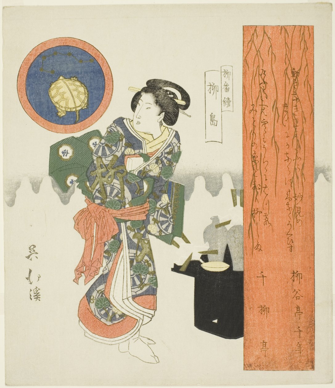 Söğüt Adası (Yanagishima), "Bir Söğüt Serisi (Yanagi bantsuzuki)" dizisinden by Totoya Hokkei