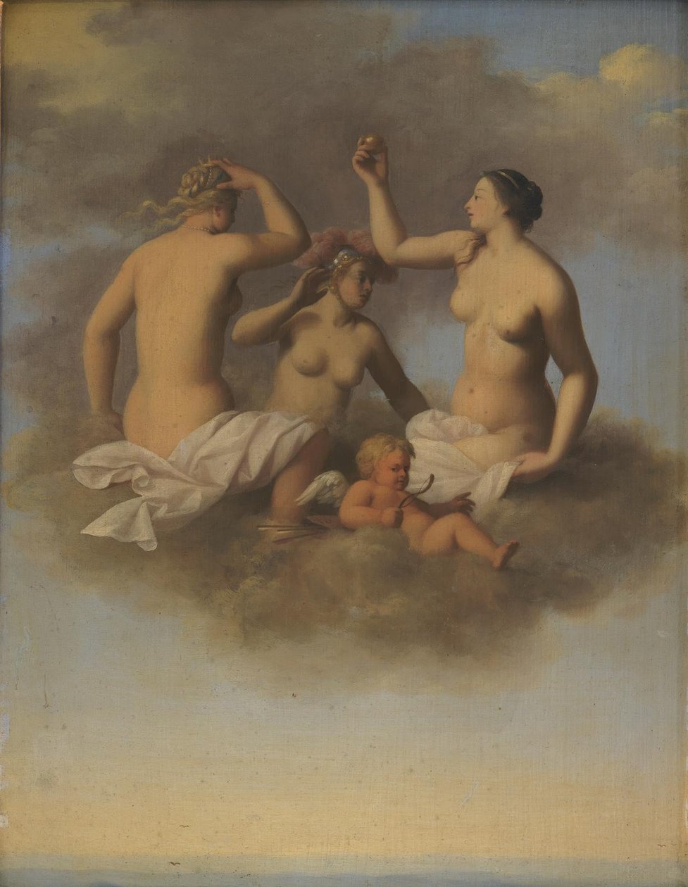 Cupid ile Juno, Minerva ve Venüs by Toussaint Gelton