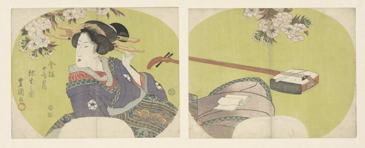fahişe ve shamisen Modern Oniki Ay (dizi başlığı) Imayo junikagetsu (nesne üzerinde dizi başlığı) by Toyokuni (II) , Utagawa