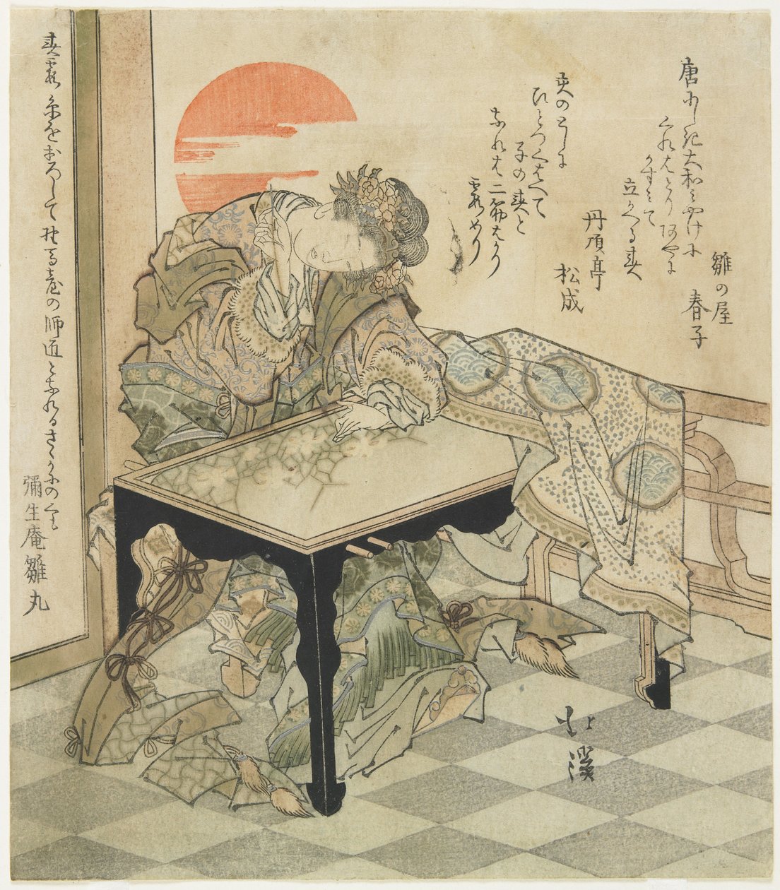 (Çin Prensesi Nakış Masasında), 1828 by Toyota Hokkei