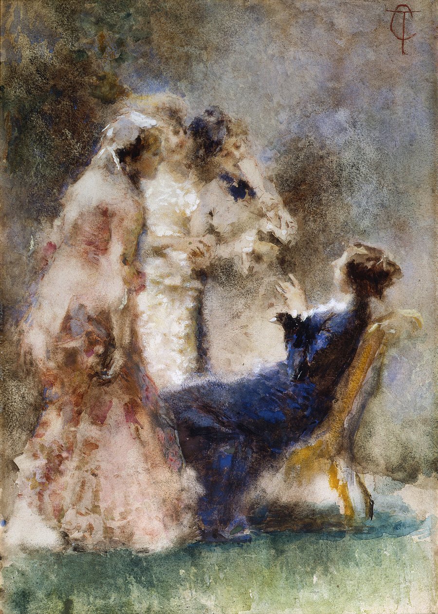Cremona, Tranquillo (1837-1878) par. Karton üzerine suluboya, ebat : 52x36,5 by Tranquillo Cremona