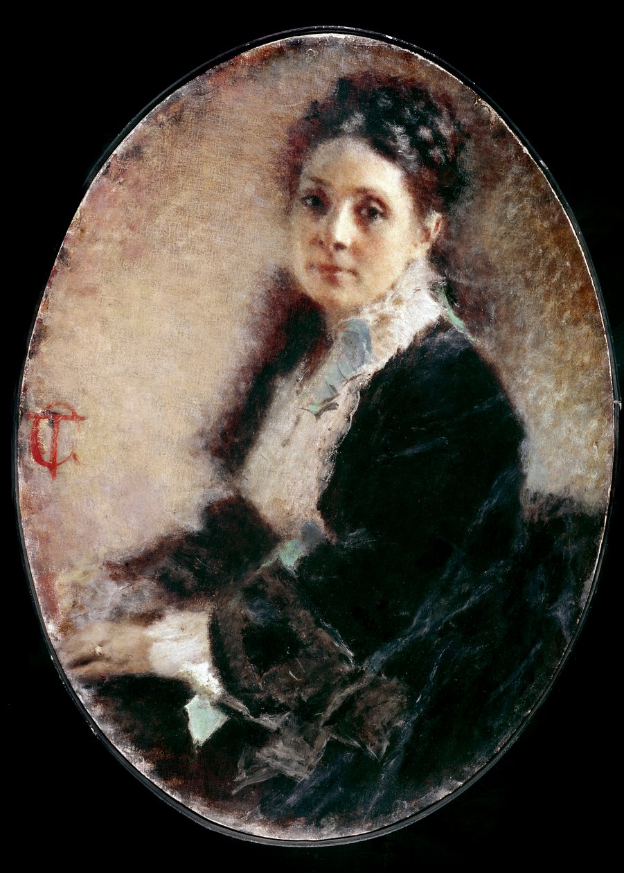 Madam Deschamps'ın portresi. Tranquillo Cremona'nın (1837-1878) tablosu by Tranquillo Cremona