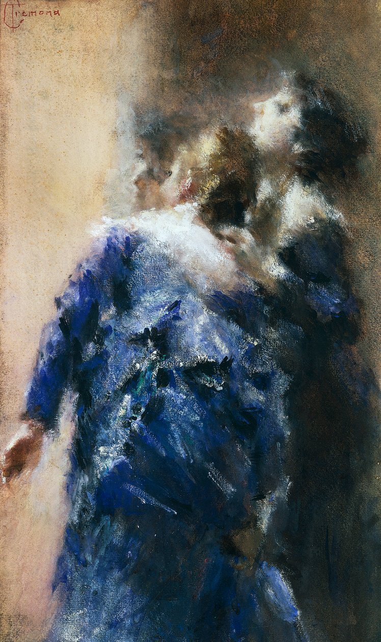 Meraklı bayanlar, Tranquillo Cremona (1837-1878), kağıt üzerine suluboya, 50x32 cm. by Tranquillo Cremona