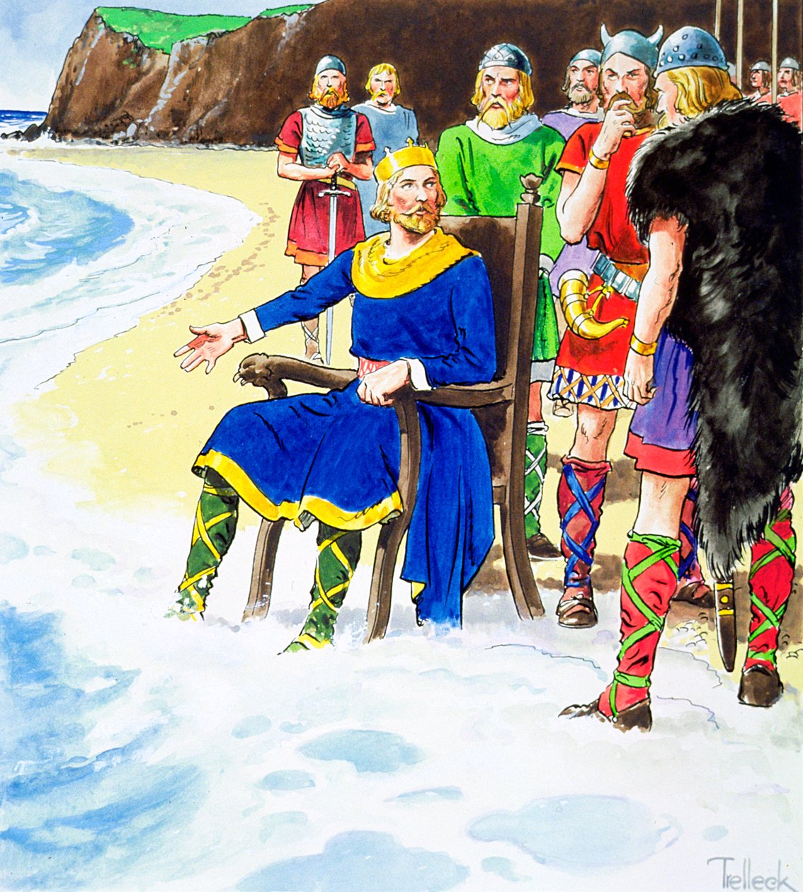 Kral Canute dalgaları durduramıyor, 11. yüzyılın başlarında c1900 by Trelleek