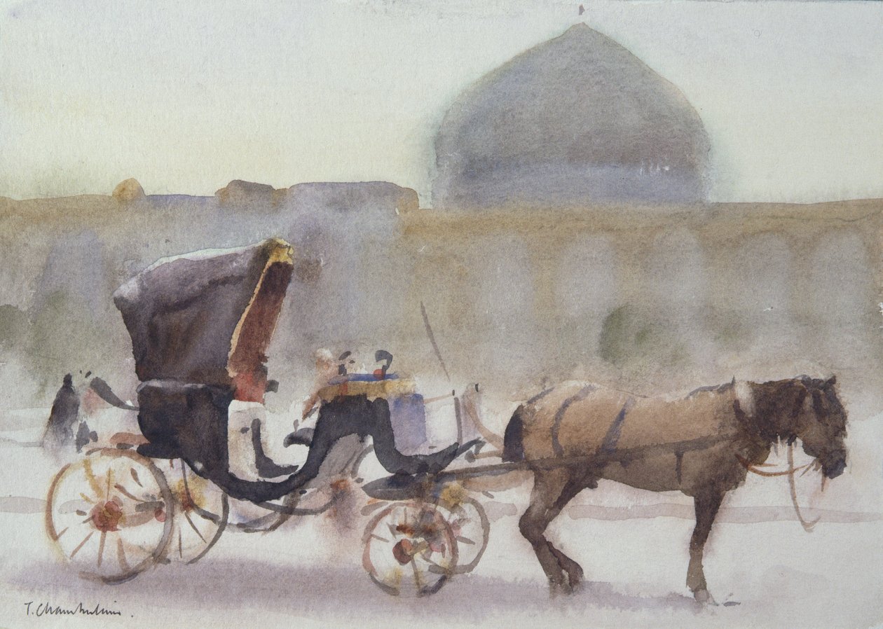 At Arabası, Naghshe Jahan Meydanı, İsfahan (kağıt üzerinde wc) by Trevor Chamberlain