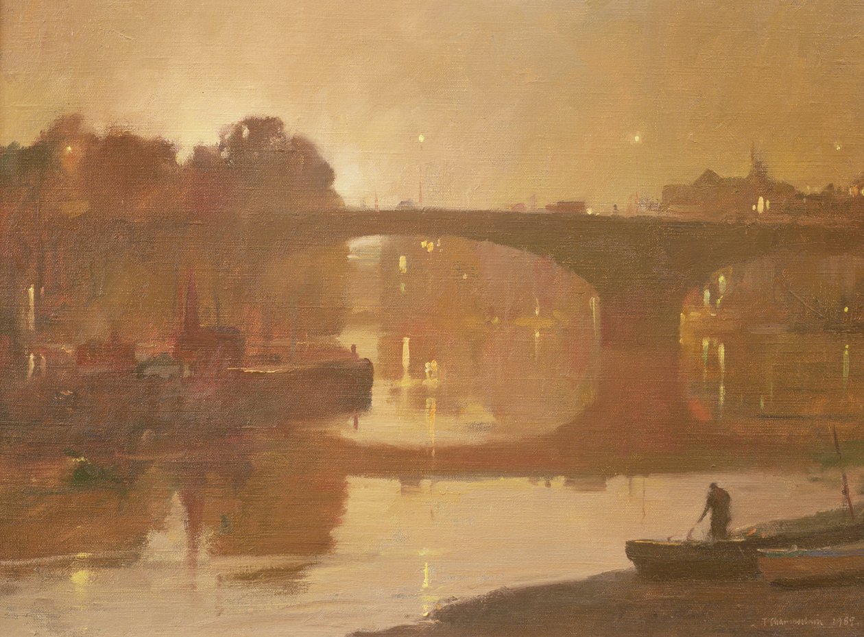Gece, Kew Köprüsü, 1989 by Trevor Chamberlain