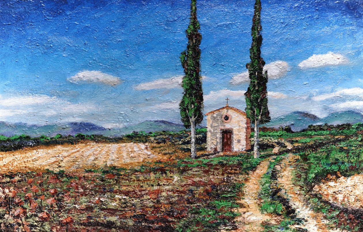 Şapel ve İki Ağaç, Toskana, 2005 by Trevor Neal