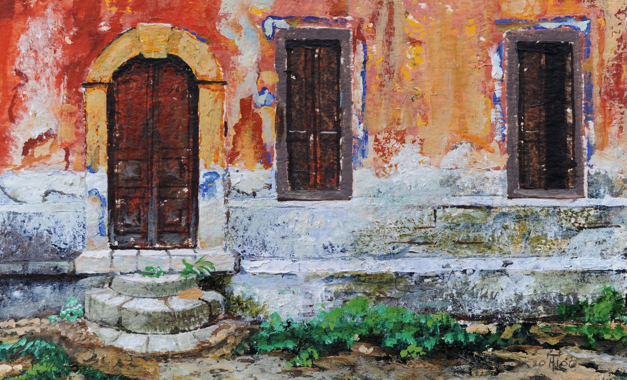 Doorway, Korfu, 2006 (kağıt üzerine yağlı boya) by Trevor Neal