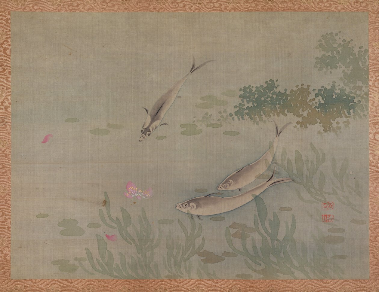 Balık, 1851 (ipek üzerine sulu boya) by Tsubaki Chinzan