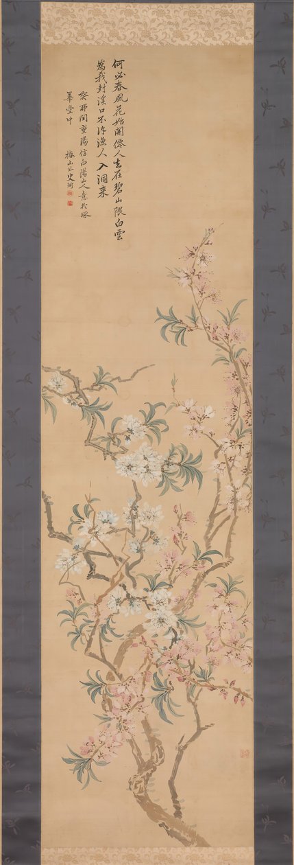 Kırmızı ve Beyaz Şeftali Çiçekleri, 1843. by Tsubaki Chinzan