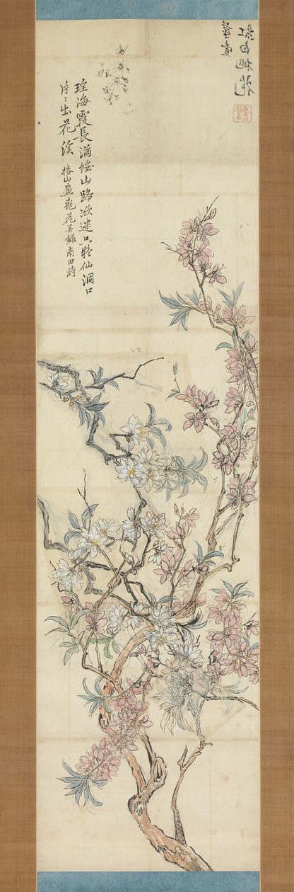 Kırmızı ve Beyaz Şeftali Çiçekleri, Hazırlık Kroki, 1843. by Tsubaki Chinzan