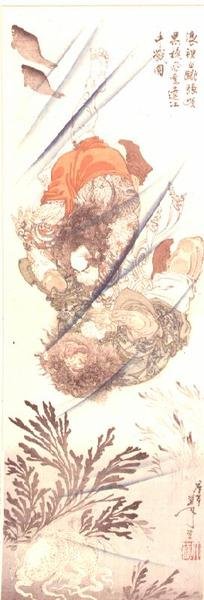 Rorihakucho Cho Jun ve Kokusempu Ri Ki, Suikoden romanından bir su altı savaşında, 19. yüzyıl (renkli tahta baskı) by Tsukioka Yoshitoshi
