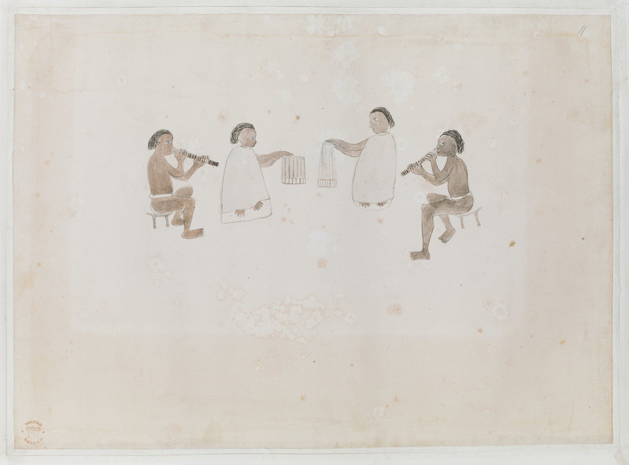 MS 15508 f.11 Müzisyenler of Tahiti, Haziran 1770