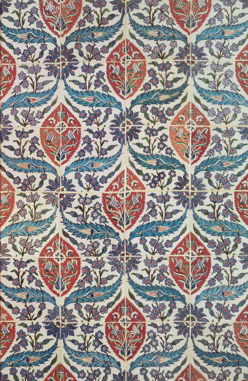 Eyüp Ensari hamamlarından İsnik çinilerinden pano, İstanbul, c.1550-1600 (seramik) by Turkish School