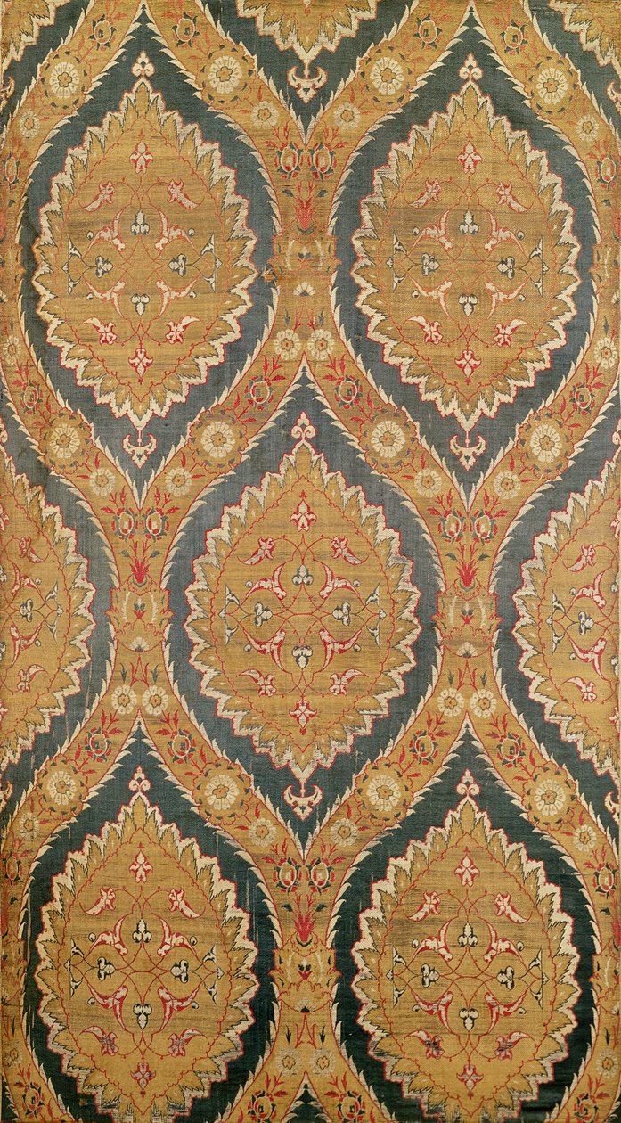 Tekstil panel, 16.17. yüzyıl (saten zemin üzerine ipek dimi) by Turkish School