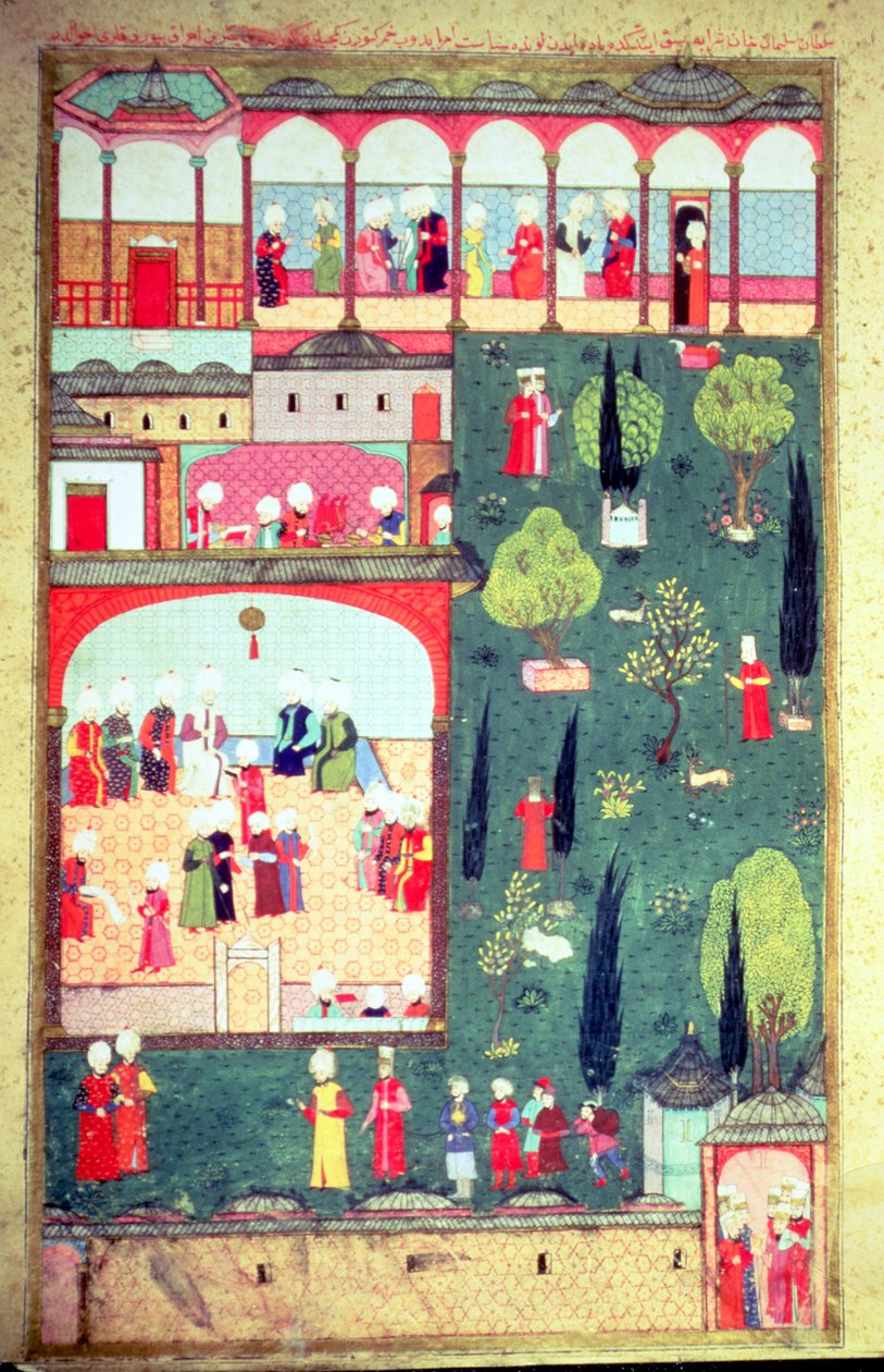 H 1524 f.242r Council of ministers at Topkapi Palace, from the 