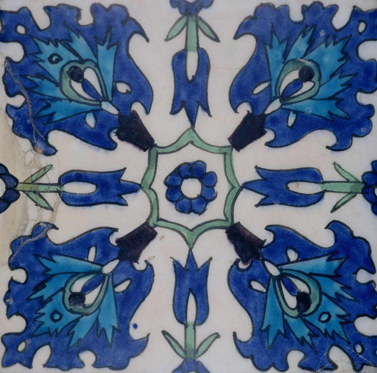 Çiçek desenli İznik çini (renkli sırlı seramik) by Turkish School