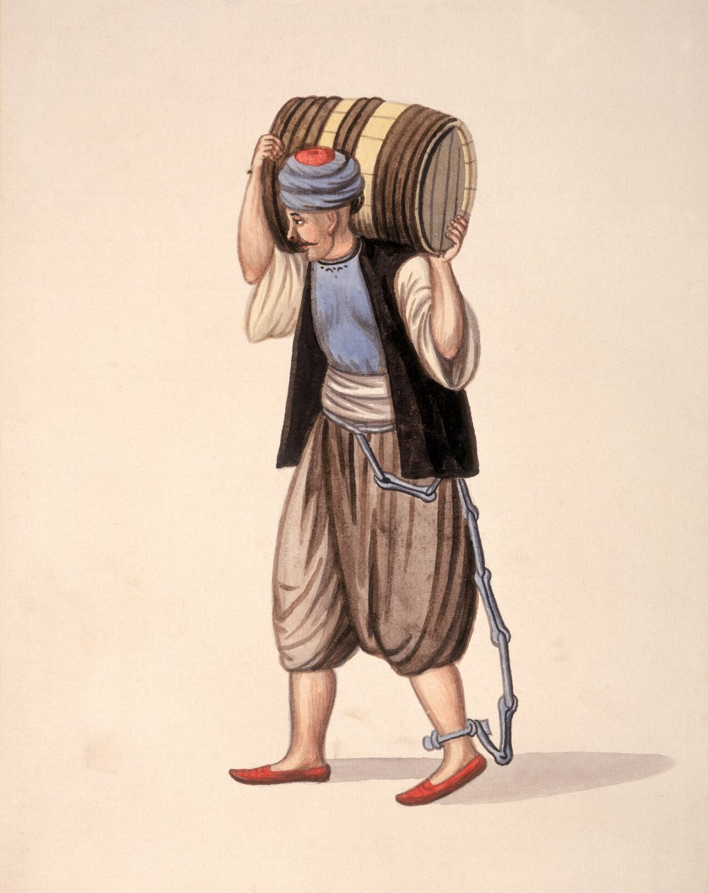 Zincirdeki Tutsak, Osmanlı dönemi, 18. yüzyılın üçüncü çeyreği (kağıt üzerinde wc) by Turkish School